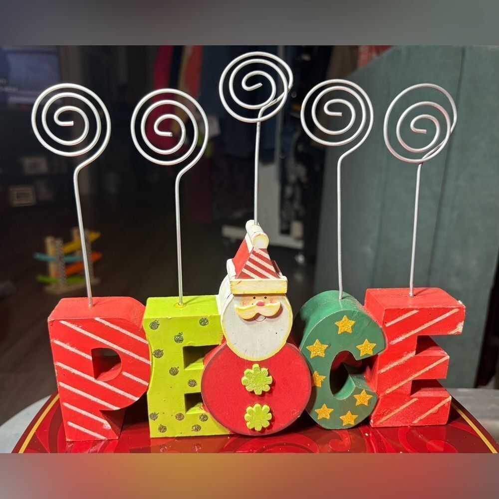 “Peace" Christmas 9” Decor Features a Santa Claus Figurine Christmas Decorations